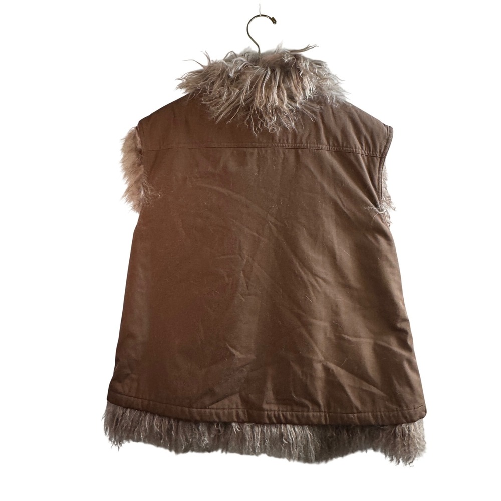 Vtg Mongolian Lamb Fur Convertible Vest Jacket Reversible Penny Lane Luxe Glam M - Picture 16 of 16